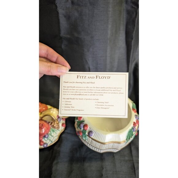 Fitz and Floyd WINTER SPICE Round Lidded Bowl Dish Christmas Table Decor W/ box - Picture 6 of 8